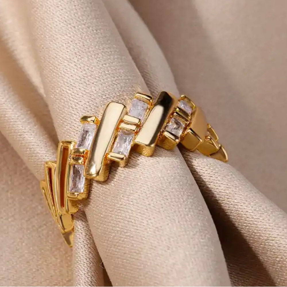 New 18KT Gold  Adjustable Stainless Steel women Ring